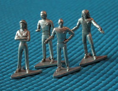 miniatures for for Deanna Troi, Lieutenant Commander Data, Captain Jean-Luc Picard and Lieutenant Worf