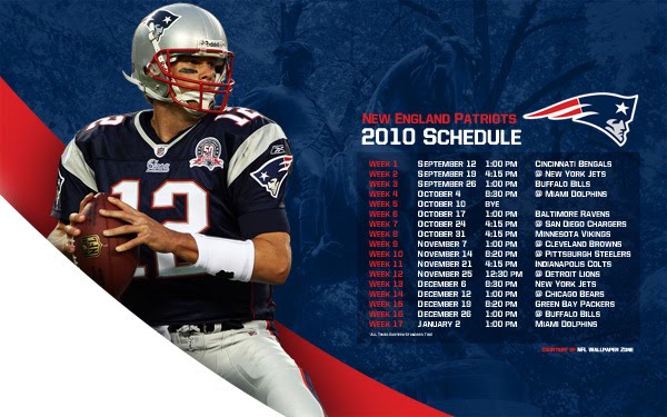 NFL Wallpaper Zone: NE Patriots 2010 Schedule Wallpaper - Tom Brady