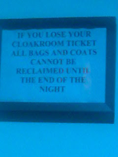 Strangely worded cloakroom sign spotted in Battersea Evolution