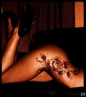 Rose Flower Tattoo on Sexy Girls Side Body