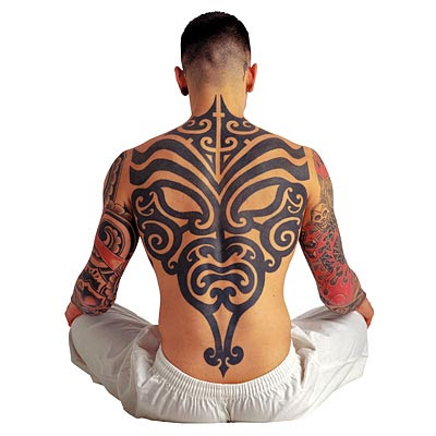 Tribal Arm Sleeves and Back Tattoo 
