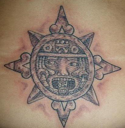 wallpapers star collection: Aztec Style Sun Symbol Tattoo Design