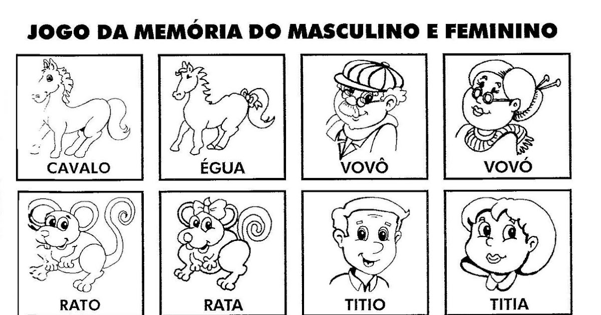 JOGO DA MEMÓRIA : MASCULINO E FEMININO - Prof. Noninha