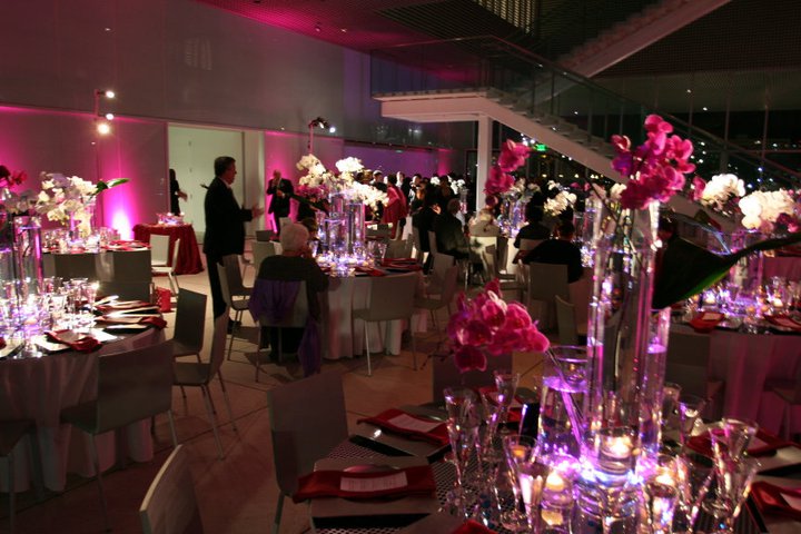 Pink Black And White Wedding Reception. in pink, lack and white.