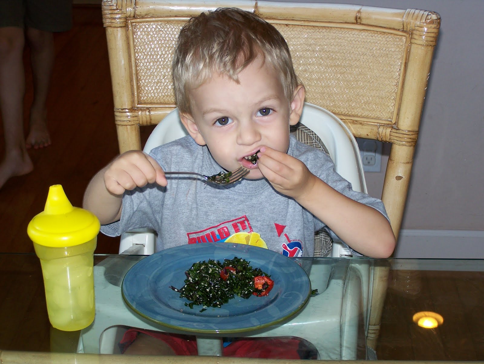 Kids Eating Raw Kale Salad