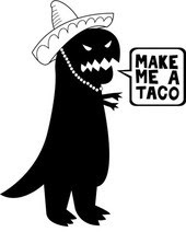 A strange Picture of a dinosaur wearing a sombrero