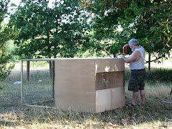 chicken coop portable plywood losing keeping shirts farm helpers supervising ken adding lots everything does he