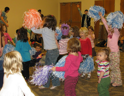 exercise for children, childhood obesity, early childhood movement, jumping, pompoms