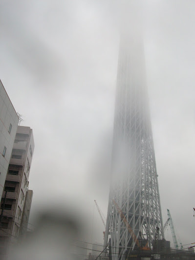 京成橋から見た建設中(358m)の東京スカイツリー