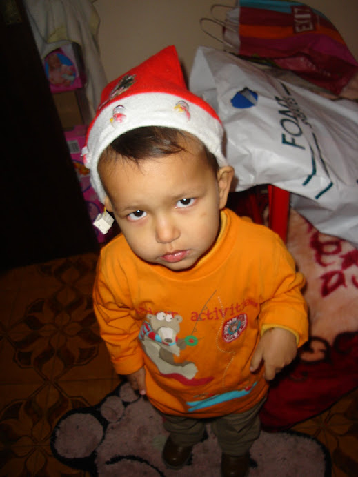 junior con el gorro de papa noel para navidad