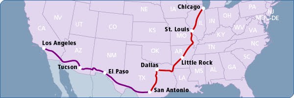 Лос анджелес время сейчас разница. Чикаго Лос Анджелес железная дорога. Чикаго и Лос Анджелес на карте. Трасса Чикаго Лос Анджелес на карте. Маршрут Лос Анджелес Чикаго.