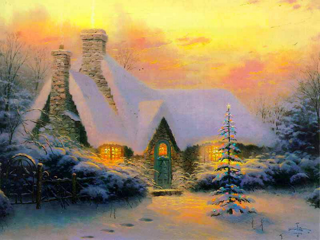 Christmas winter cottage wallpaper ~ The Wallpaper Database