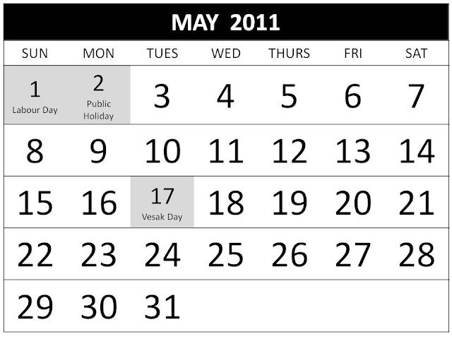may calendar 2011 with holidays. Calendar 2011 May with