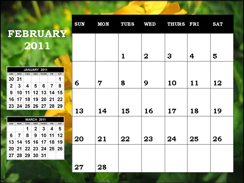 blank calendar template february 2011. Blank Calendar 2011 February