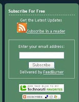 Email Subscription Form as seen in a Blogger Blogspot blog