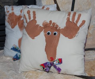 Reindeer Foot-Print and Hand-Print Pillows | Breathtakingly Rustic Homemade Christmas Decorations