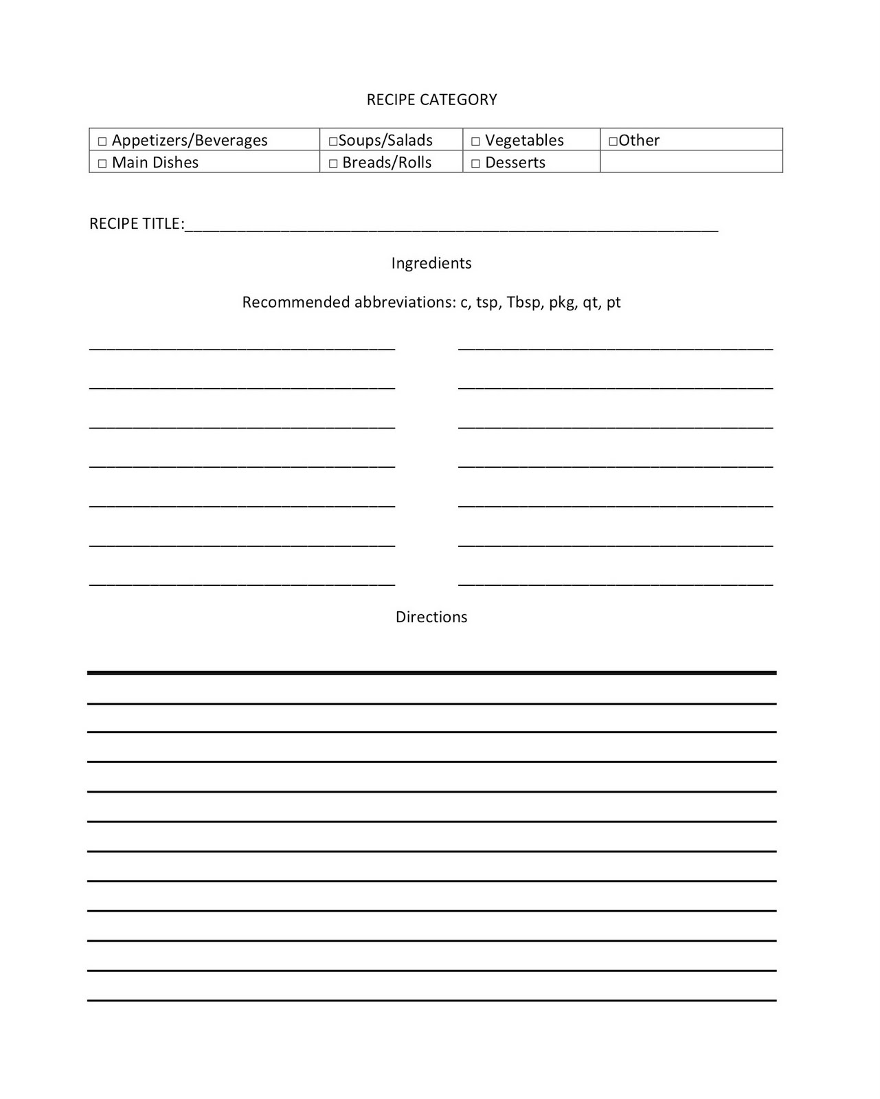 Recipe Forms Printable - Printable Forms Free Online