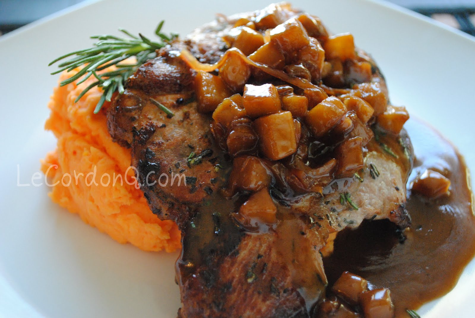 Balsamic Caramel Apple Pork Chops with Sweet Potato Mash The Kitchen