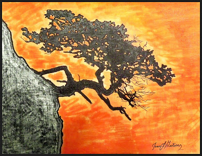 We Can Art: Tree off Cliff--Mixed Media