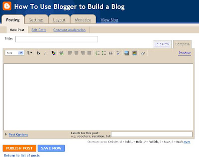 blogger blog editor page