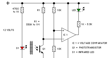 Sensors - Detectors and Alarm Cırcuit Diagram: Infrared Light Photo
