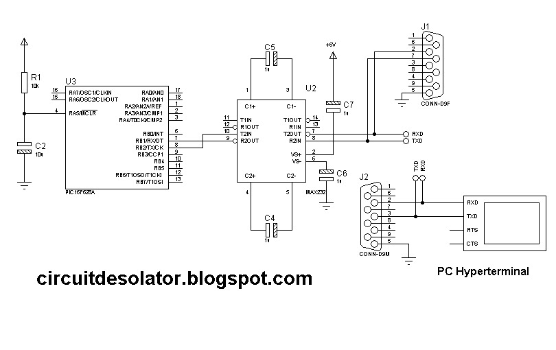 Circuit Desolator: PIC Uart to PC's Serial Port Communication Circuit