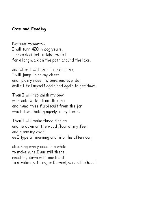 Poem by Billy Collins - from Rebecca