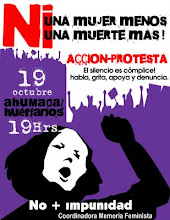 Muestra de afiche que usamos para las acciones de los 19, día que activamos como: NO MAS FEMICIDIOS