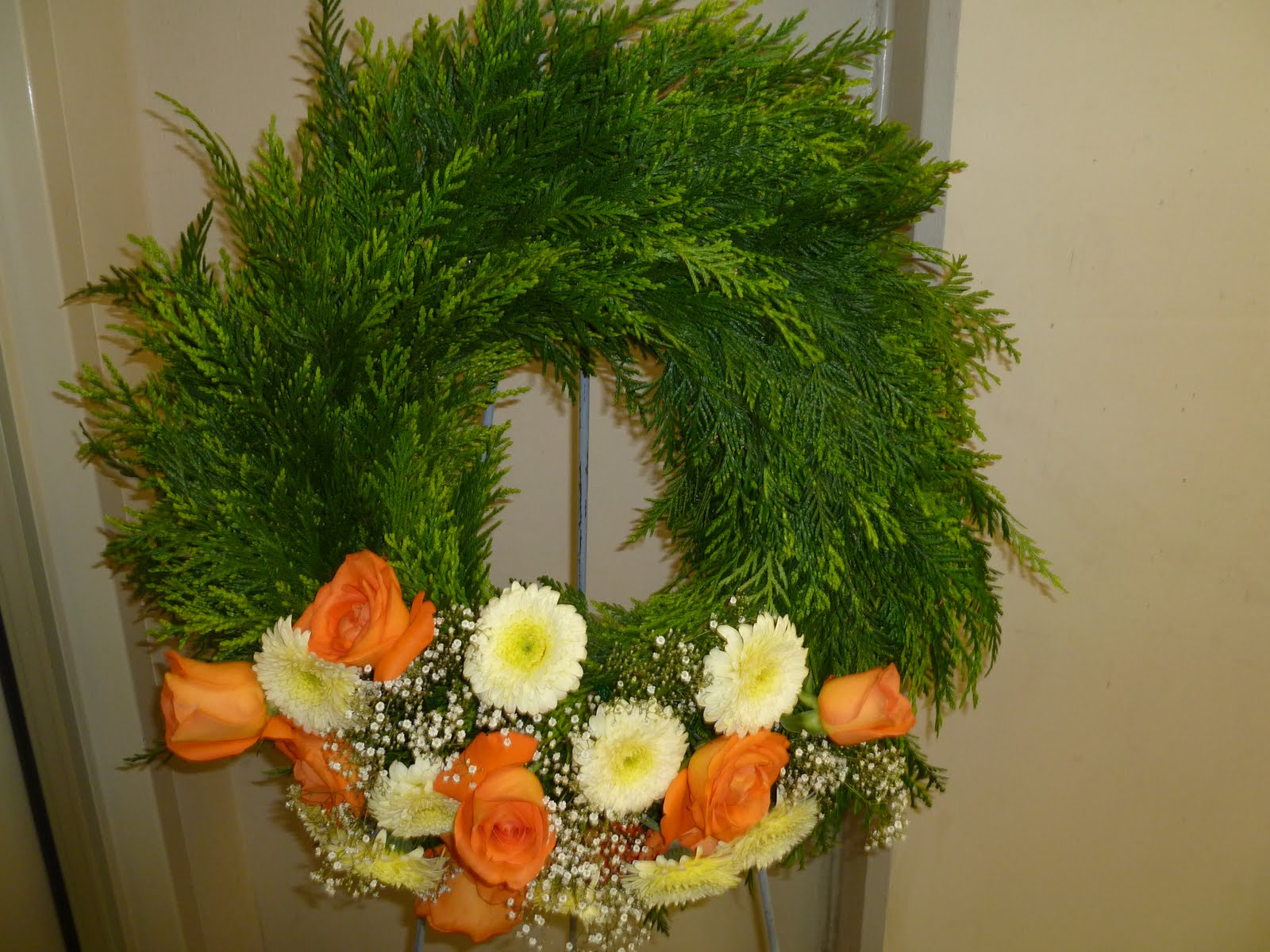 Flowers made by me Wired Funeral Wreath