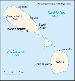 Map of Federation of Saint Kitts and Nevis