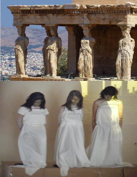 Representación de Las Cariátides de Athenas.