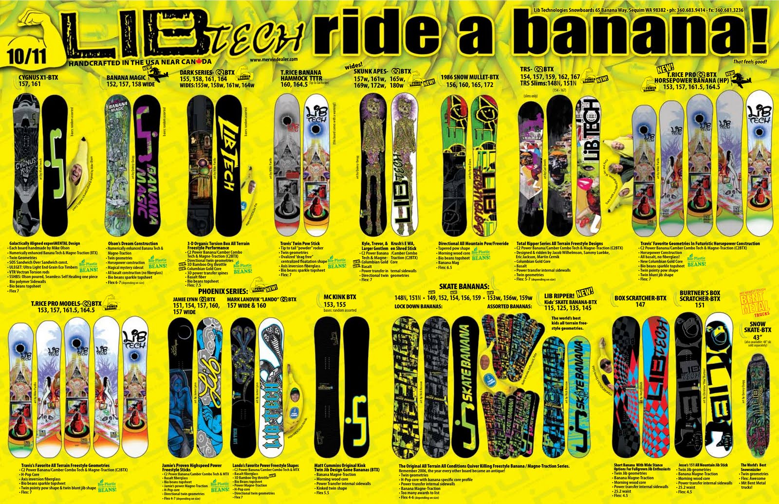 Lib tech snowboards size chart