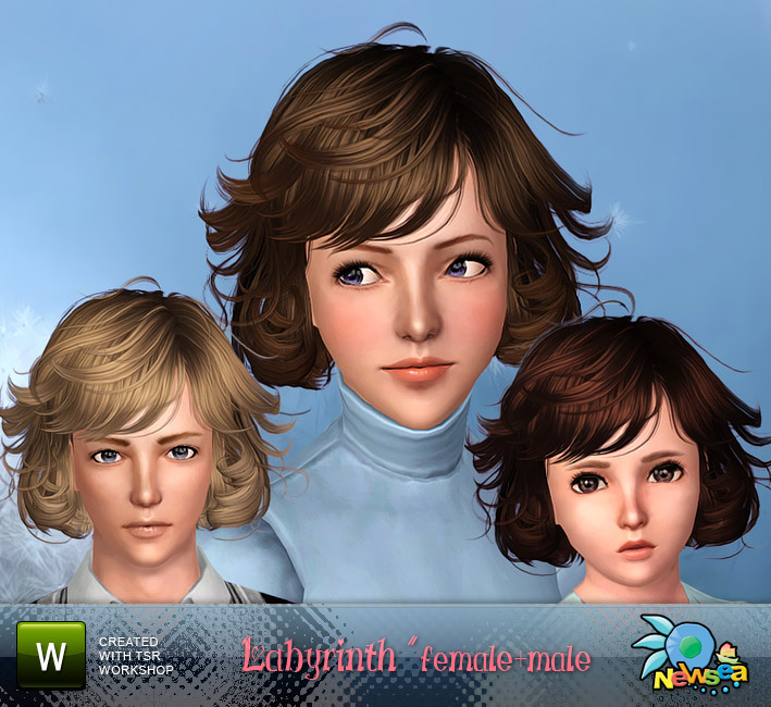 Labyrinth Female+Male Hairstyle by NewSea. Download at The Sims Resource 