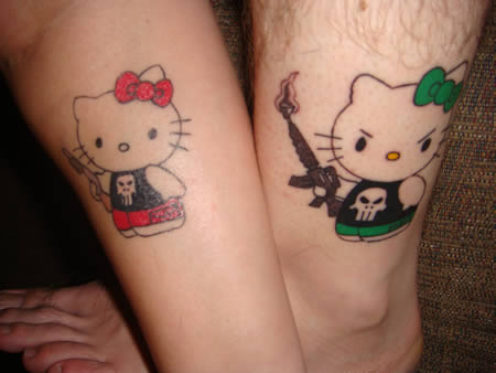 cute matching tattoos for sisters. Matching pair of Hello Kitty