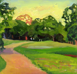 Oil painting of Stacy Park in Austin, TX