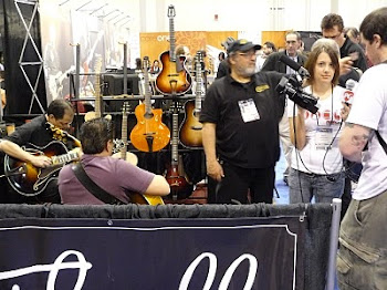 Camera Crew interviewing Ryan about Thorell Guitars