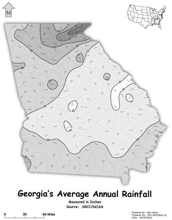 Maris Cartographic Skills/Remote Sensing Average Rainfall Mod 10