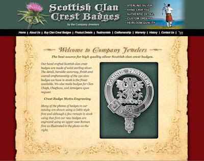 Crest Badges Web Site for Scottish Clan Sterling Silver Jewelry