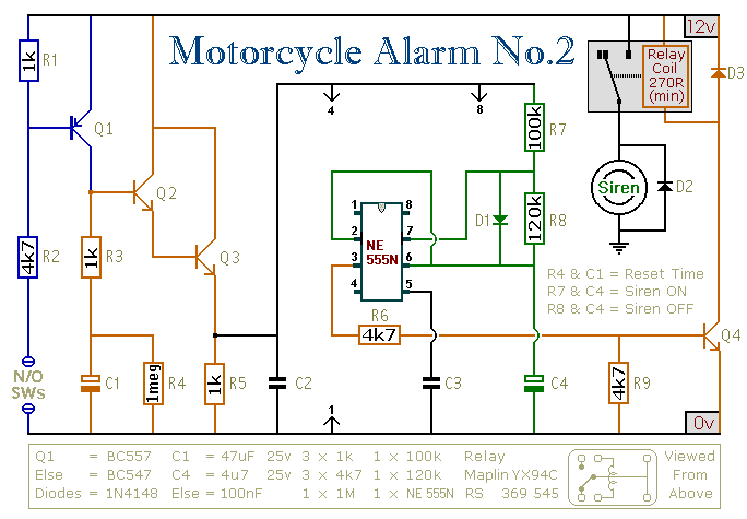 electrical circuit: motorcycle alarm