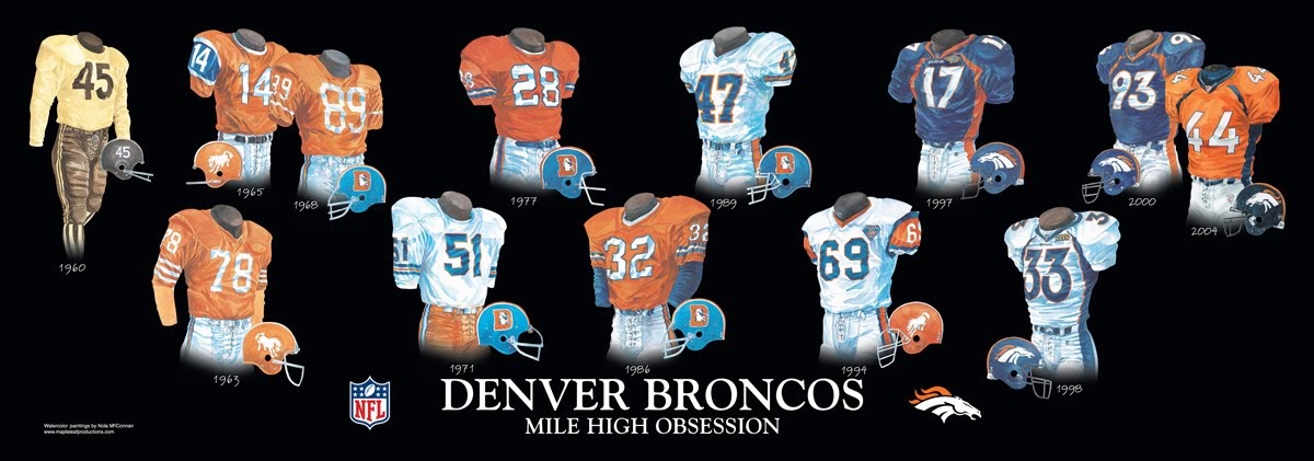 Vintage Poster American Football League 1968 Broncos Denvers Football 