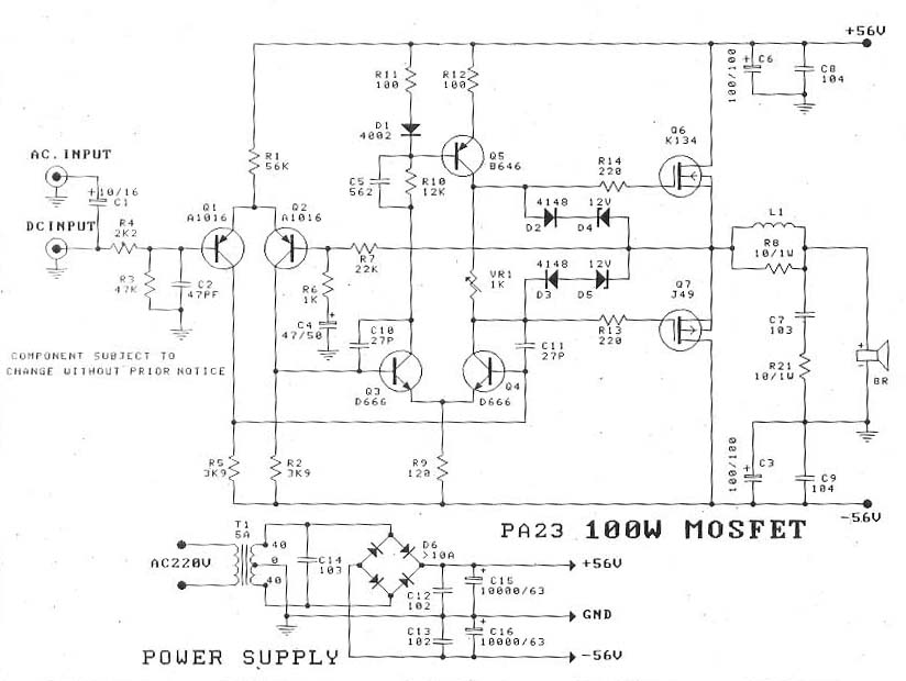 world technical 100W Mosfet J162 + K1058