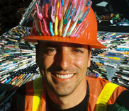 The Pen Guy and His Mercedes Pens covered in 10,000 Pens