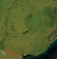 Mapa satelital del Uruguay