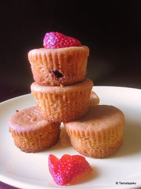 Eggless Whole Wheat Strawberry Cup Cake