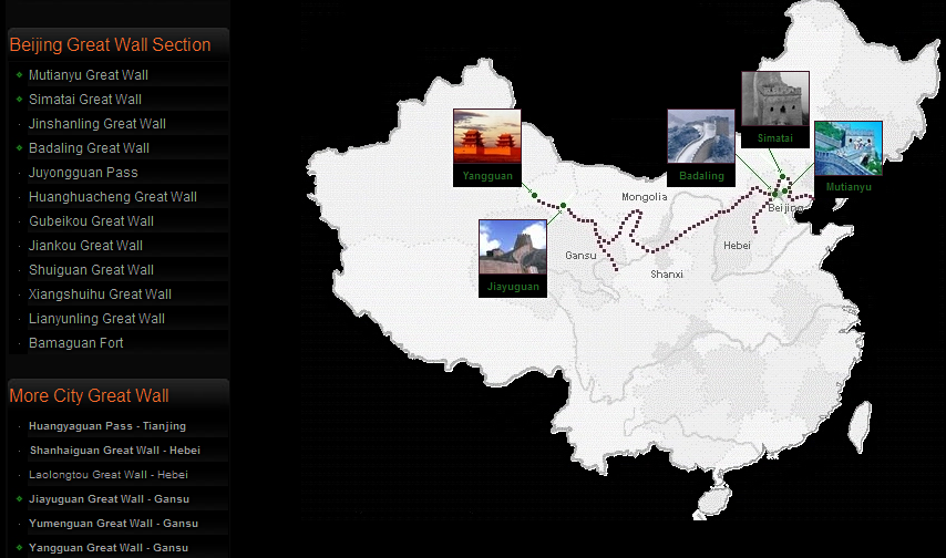 china wall map. map from BeijingTravel.com