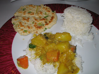 Curry Vegetal, arroz y roti de coco en el Sabor de Ceilán