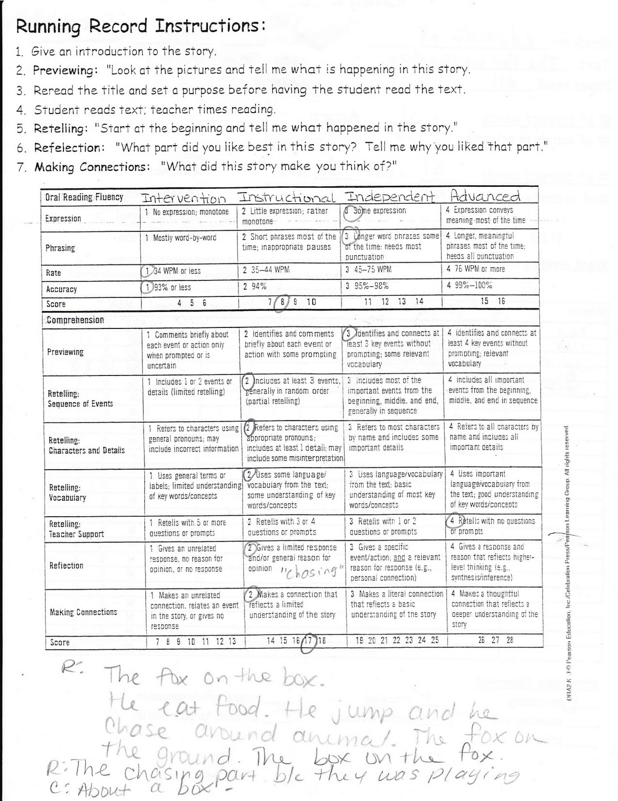 Running Records The Curriculum Corner 123