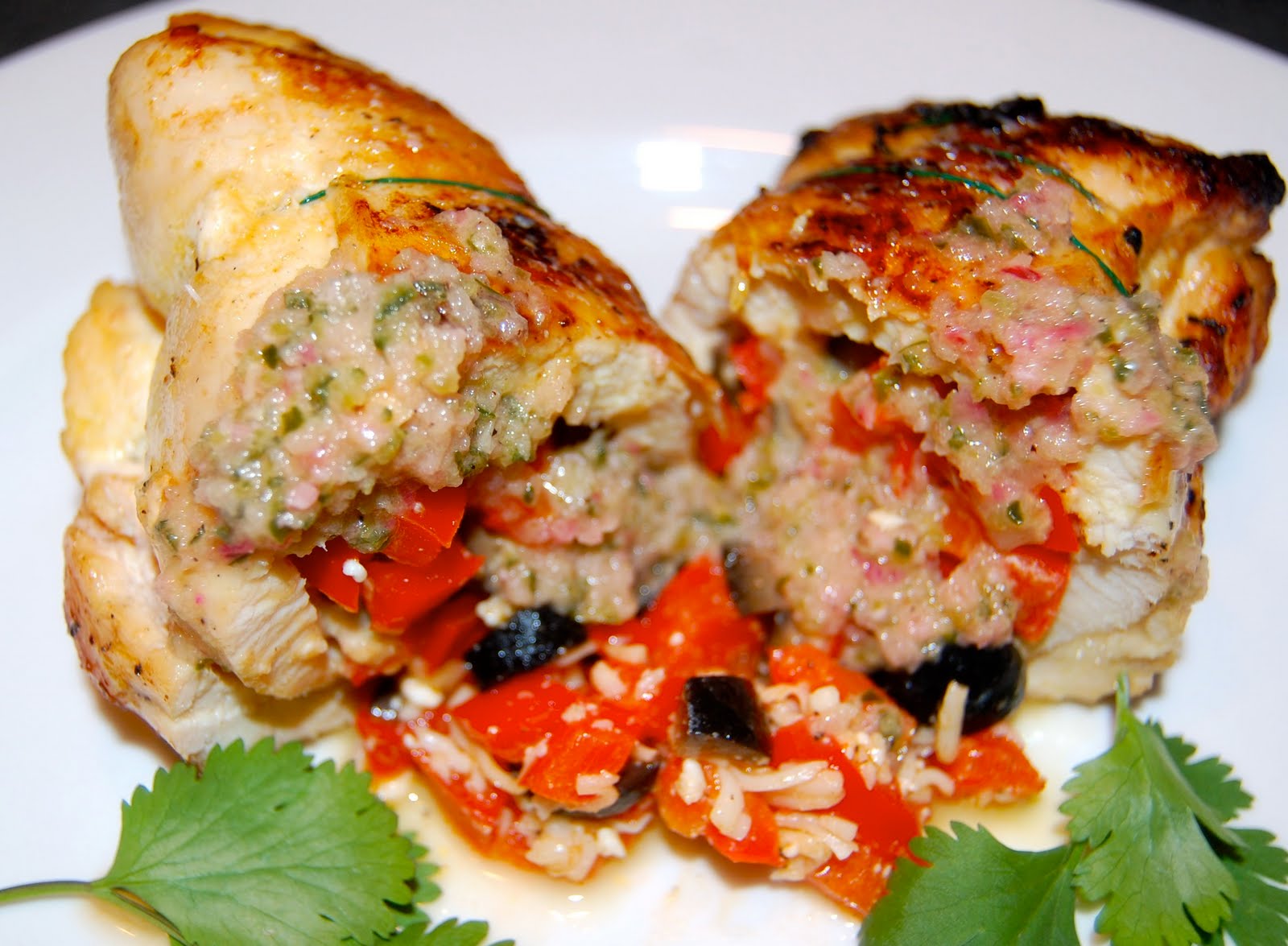 Bobby Flay Everyday! Green Chili & Red Pepper Stuffed Chicken