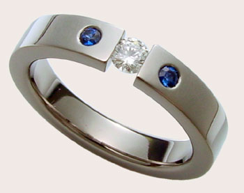 Diamond and Sapphire Titanium Ring