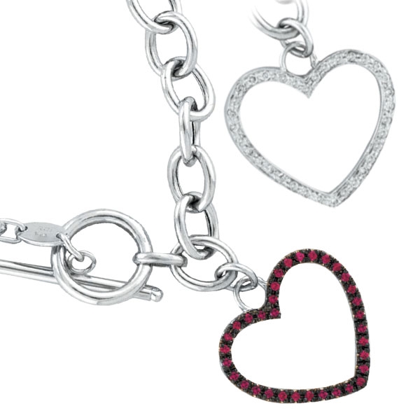 Pink Sapphire Heart Toggle Bracelet